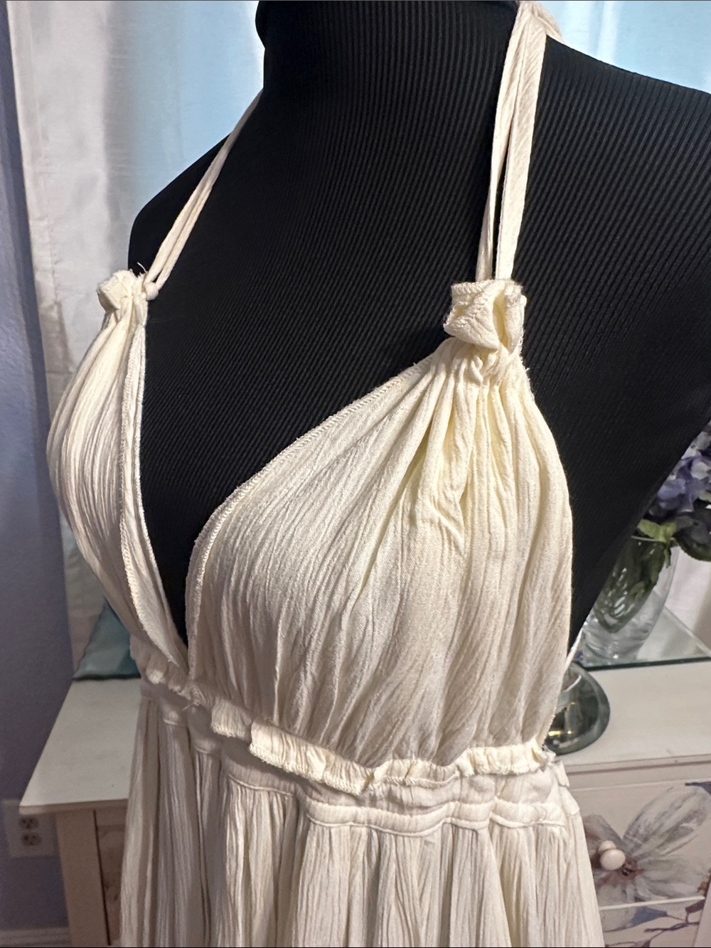 Lacy Cream Halter Babydoll Dress - Unbranded - Picture 5 of 7